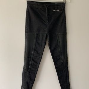 CALF LEATHER ZIP PANTS- SMALL EXC